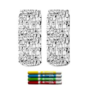 Kedili-Köpekli Boyama Çorap